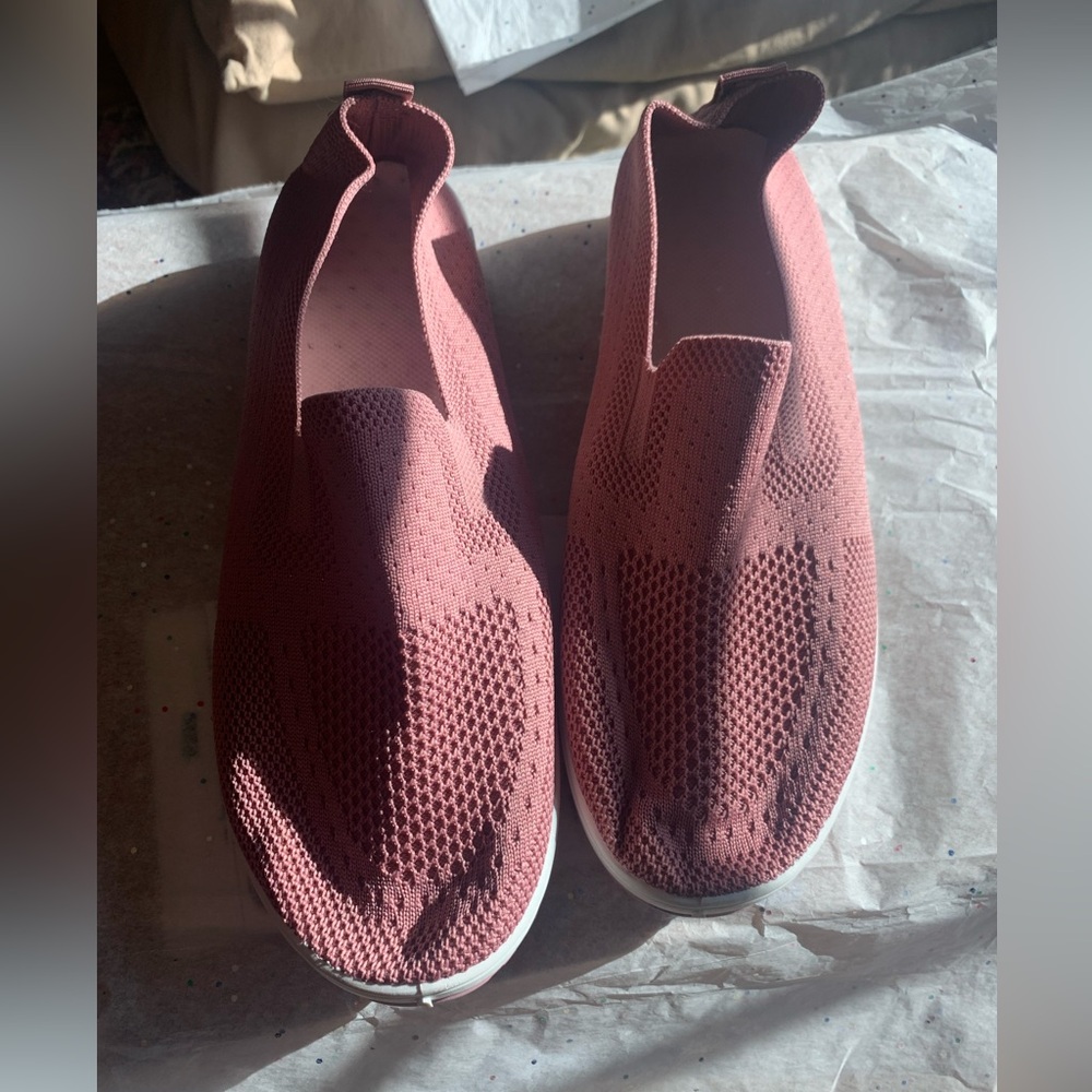 Dusty Pink Slip-On Knit Sneakers